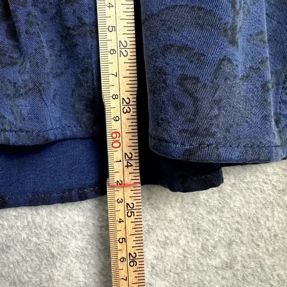 Tianello Steve Barraza Button Down Blouse Womens Size S Floral Blue Black Tencel - Picture 12 of 12